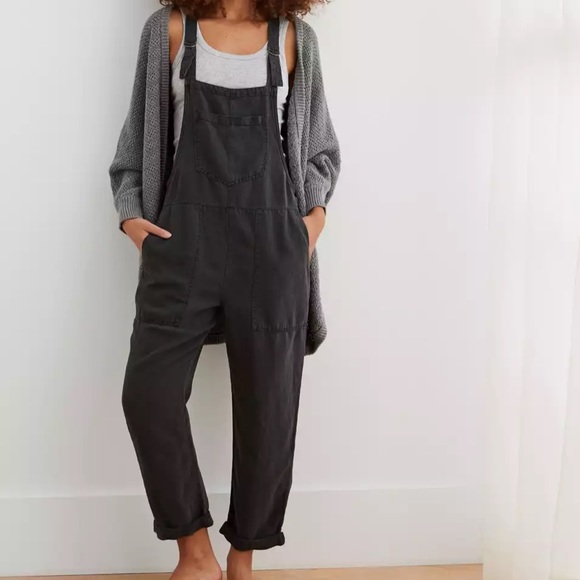 AERIE Twill Utility Overall Black xs - Picture 1 of 11